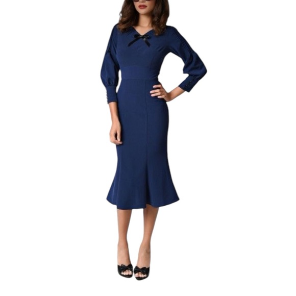 Stop Staring Dresses & Skirts - NWT Stop Staring 30s Style Navy Pin Up Dress Size Medium